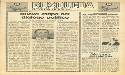 Primer tapa del Semanario Búsqueda, correspondiente a setiembre de 1981